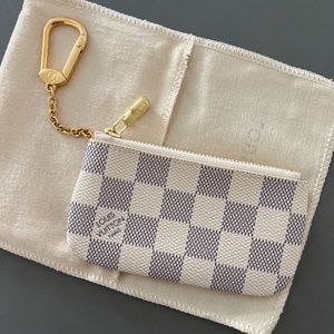 Brand New Louis Vuitton Key Pouch In Discontinued Damier Azur